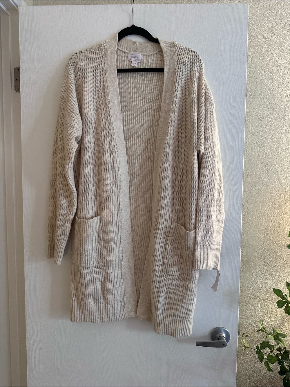 Auden Cream Open-Front knit Cardigan Sweater